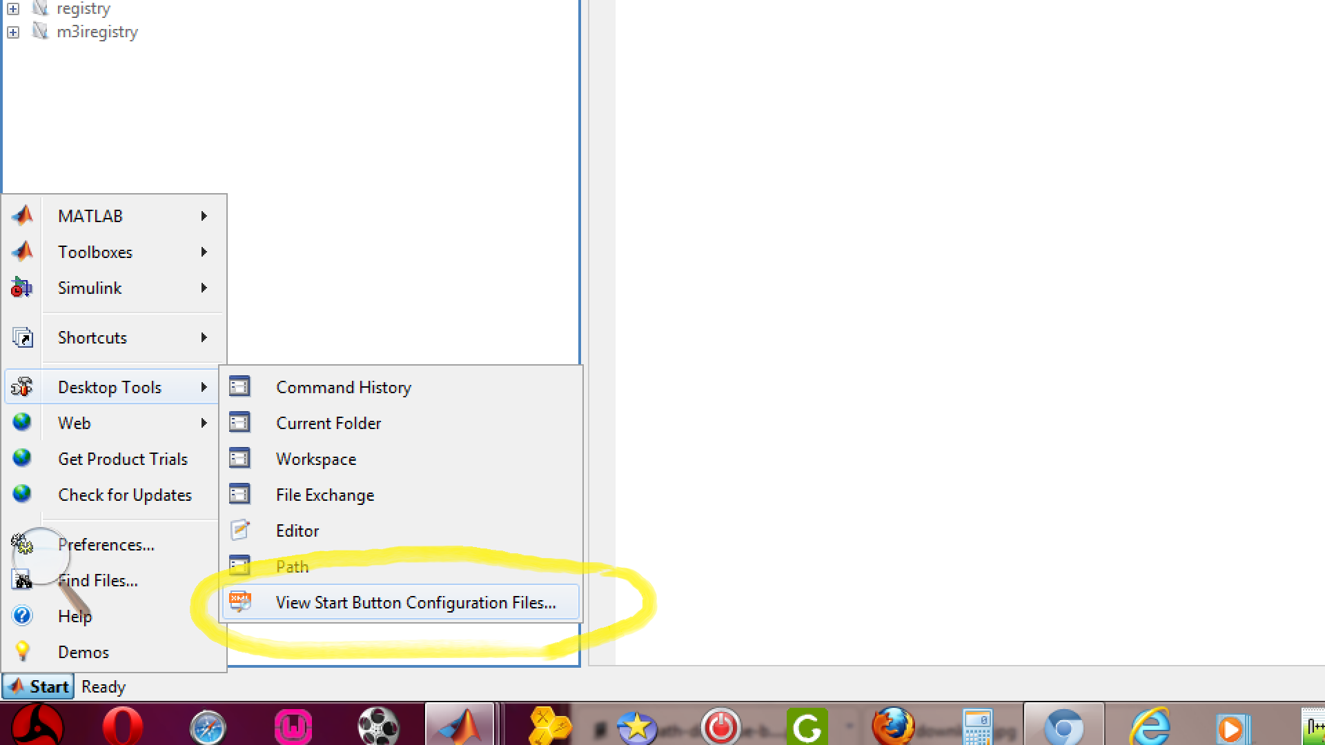 Location of View Start Button Configuration Files- Matlab Toolbox